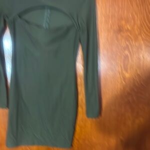 Elegant Long Sleeve Green Dress